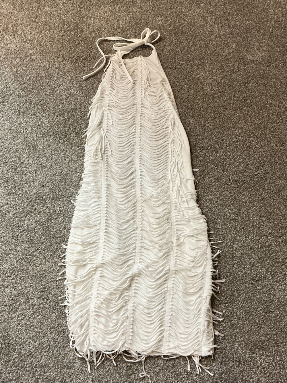 SHEIN White Halter-Shoulder Fringe Bodycon Dress